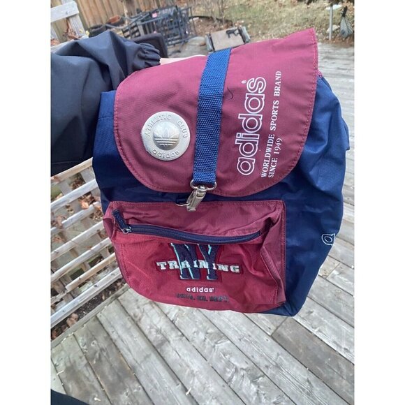 Vintage ADIDAS 3 Stripe AAC Adidas Phys Ed Training Athletic Club Backpack Red - Picture 4 of 7